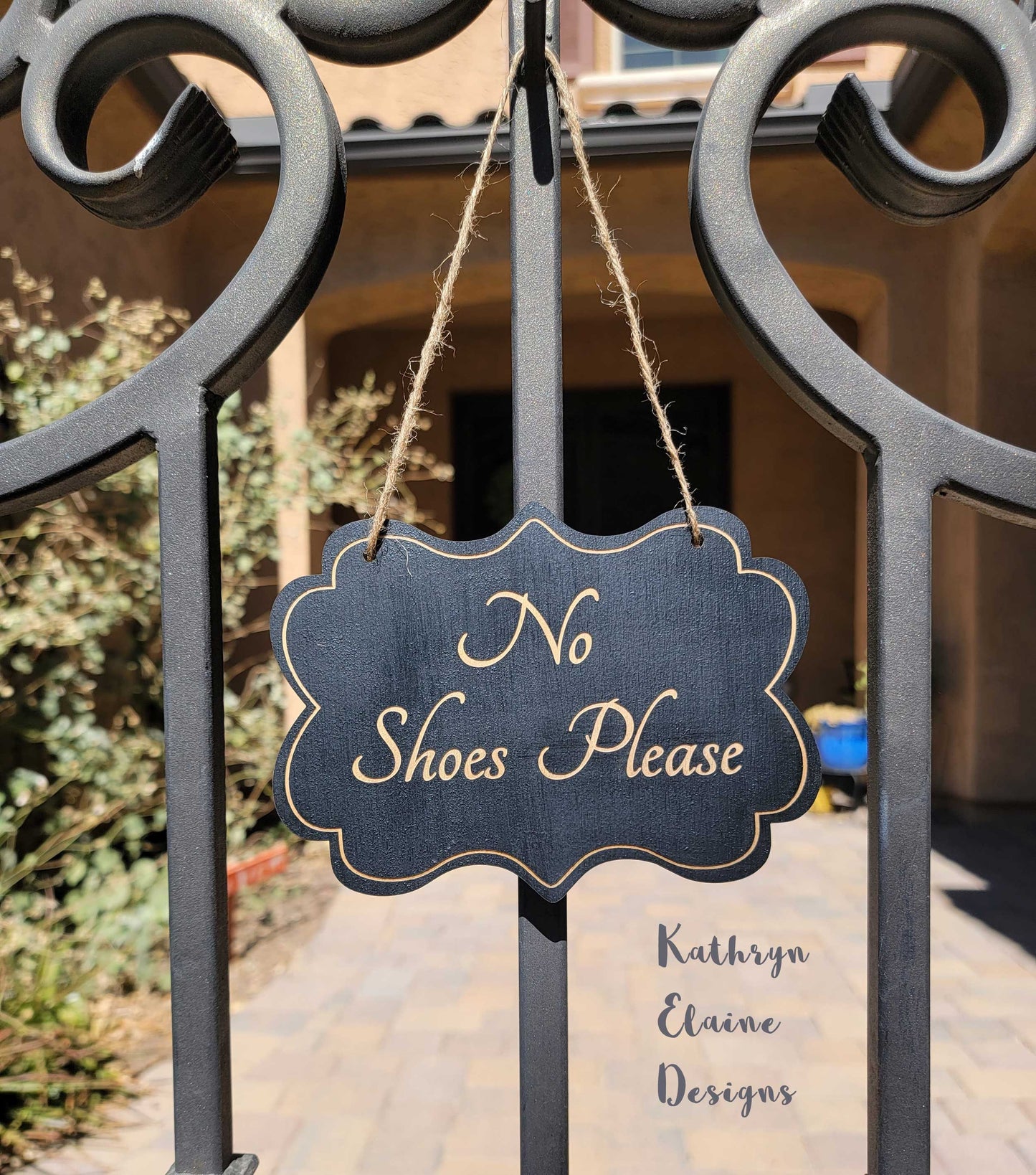 No Shoes Please Wooden Door Sign