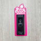 Pink laminate doorbell surround with white pineapple, leaves, and flowers and lettering saying hello summer on ring doorbell and gray background
