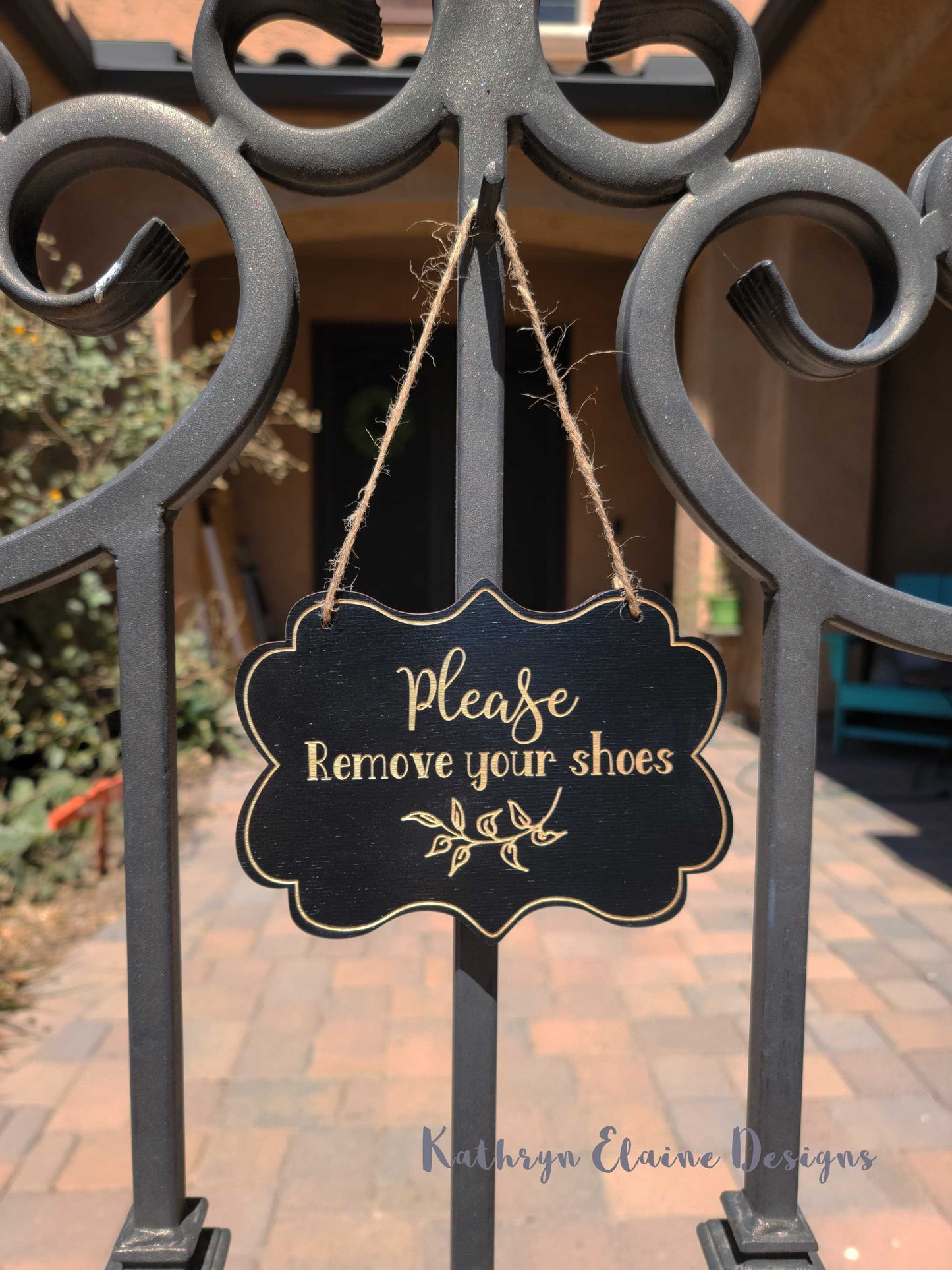 Please Remove Your Shoes Wooden Door Sign