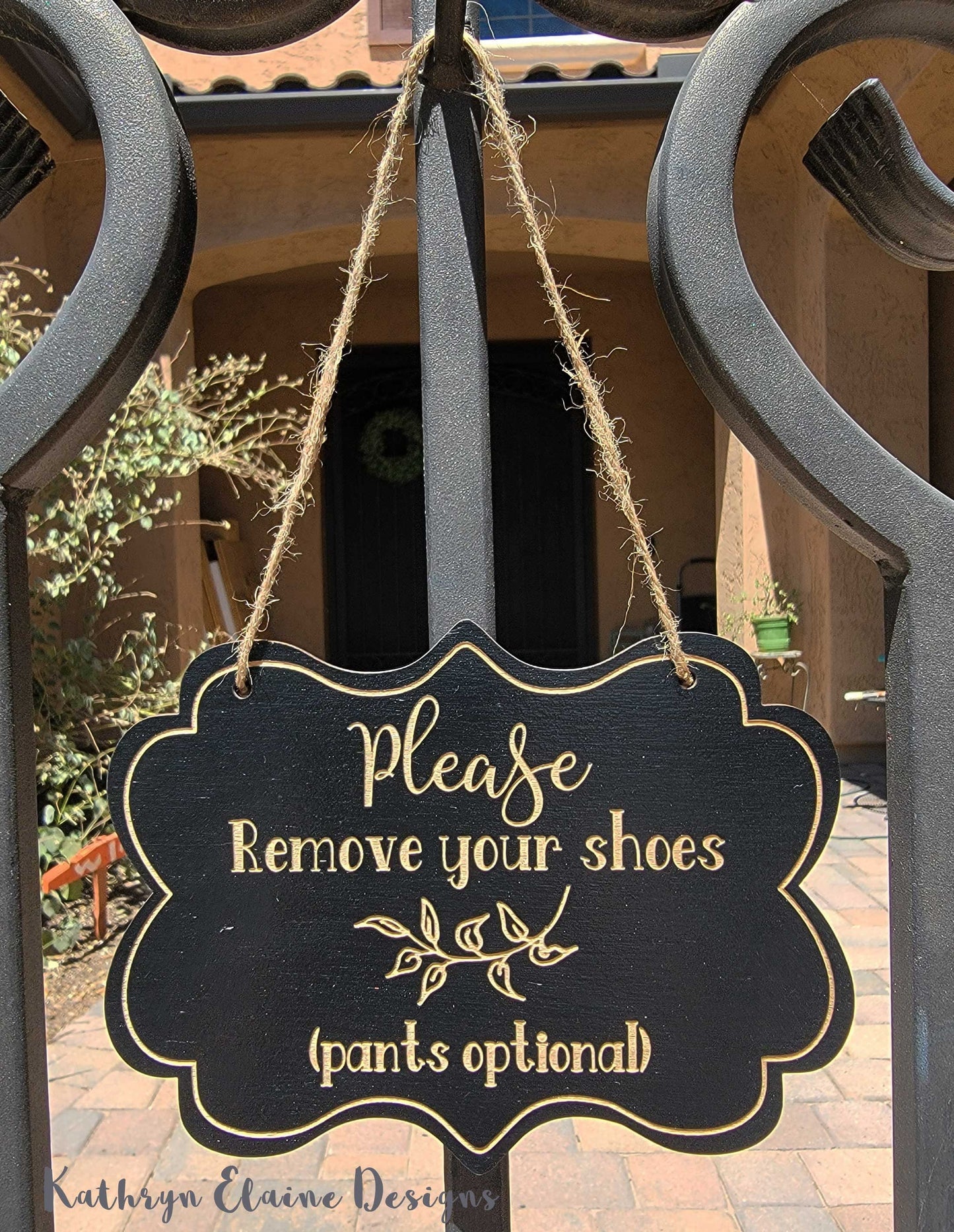 Please Remove Your Shoes Wooden Pants Optional Door Sign